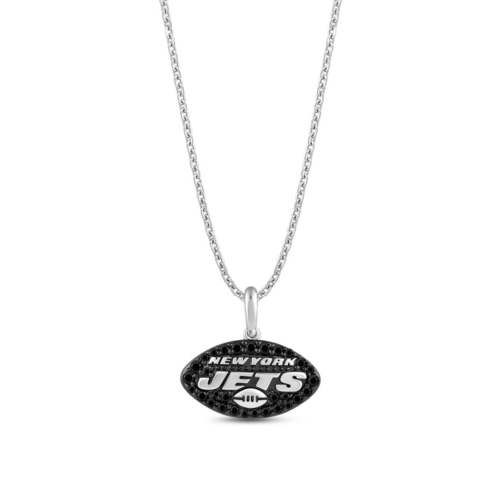 NFL NEW YORK JETS WOMEN'S TEAM PENDANT with Black Cubic Zirconia, Sterling Silver