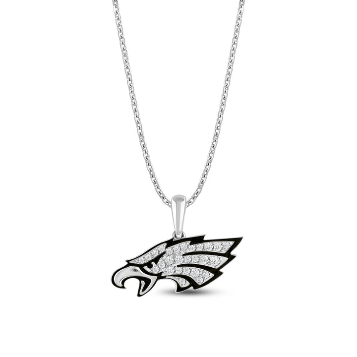 NFL PHILADELPHIA EAGLES WOMEN'S TEAM PENDANT with White Cubic Zirconia, Sterling Silver