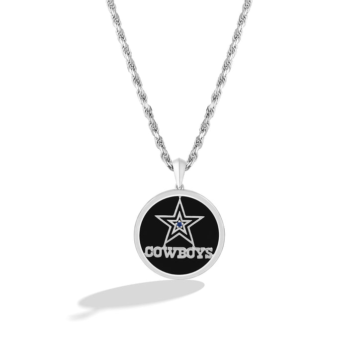 NFL DALLAS COWBOYS UNISEX SILVER AND BLACK ONYX PENDANT