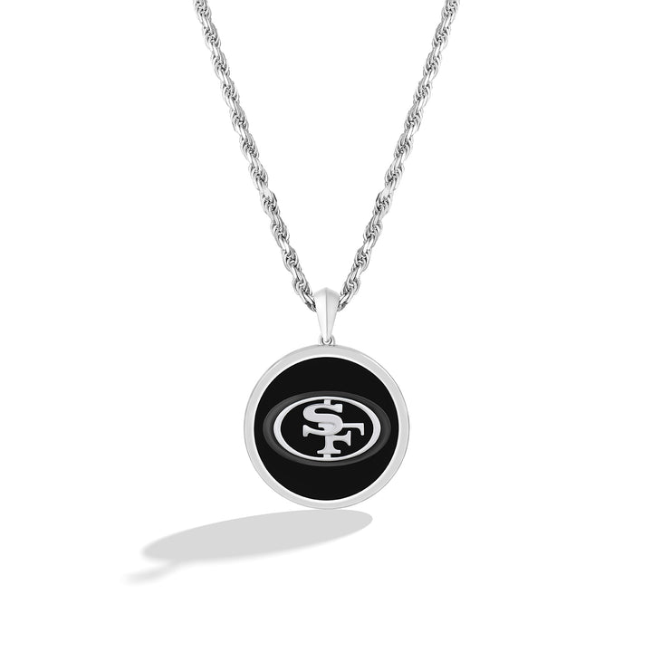 NFL SAN FRANCISCO 49ERS UNISEX SILVER AND BLACK ONYX PENDANT