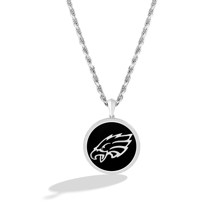 NFL PHILADELPHIA EAGLES UNISEX SILVER AND BLACK ONYX PENDANT