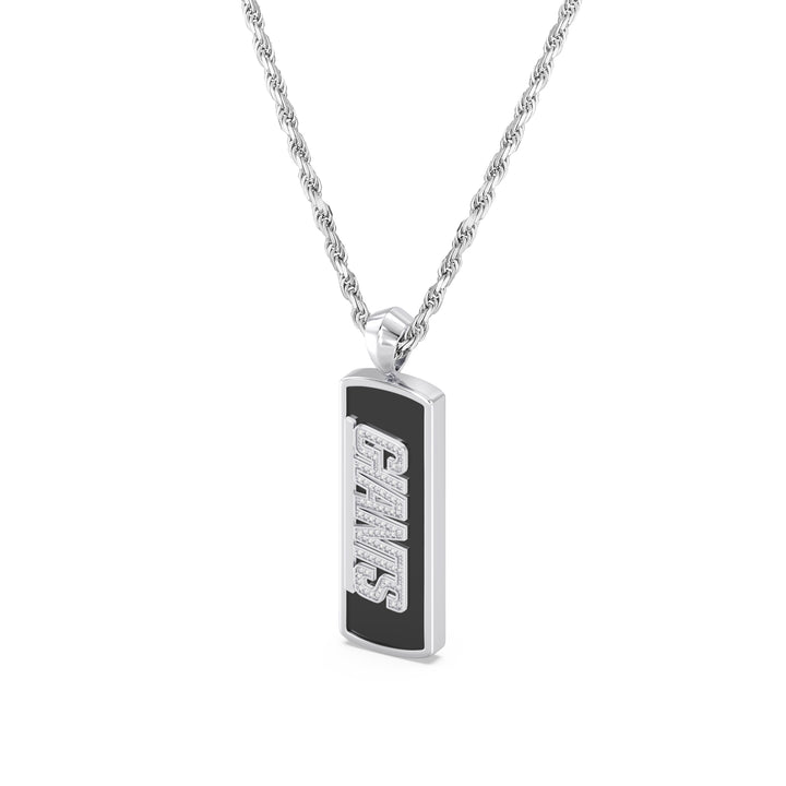 NFL NEW YORK GIANTS UNISEX ONYX PENDANT
 with 1/10 CTTW Diamonds and Sterling Silver