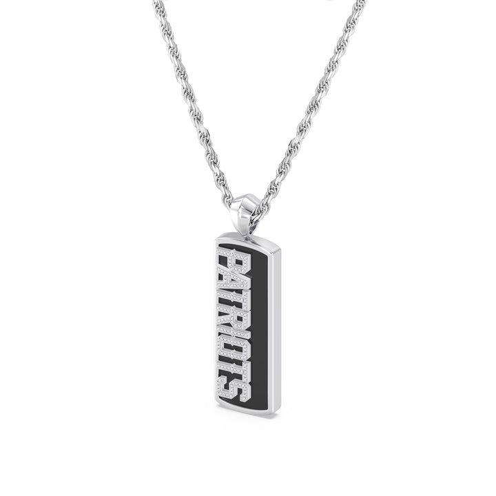NFL NEW ENGLAND PATRIOTS UNISEX ONYX PENDANT 
with 1/10 CTTW Diamonds and Sterling Silver