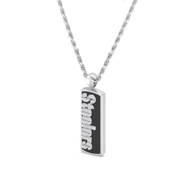 NFL PITTSBURGH STEELERS UNISEX ONYX PENDANT
 with 1/10 CTTW Diamonds and Sterling Silver