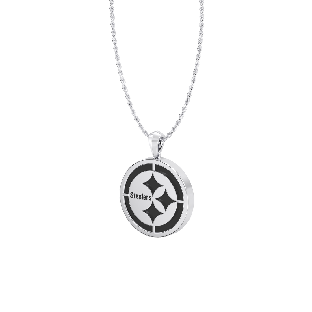 NFL PITTSBURGH STEELERS UNISEX SILVER AND BLACK ONYX PENDANT