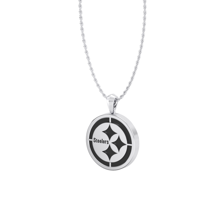 NFL PITTSBURGH STEELERS UNISEX SILVER AND BLACK ONYX PENDANT