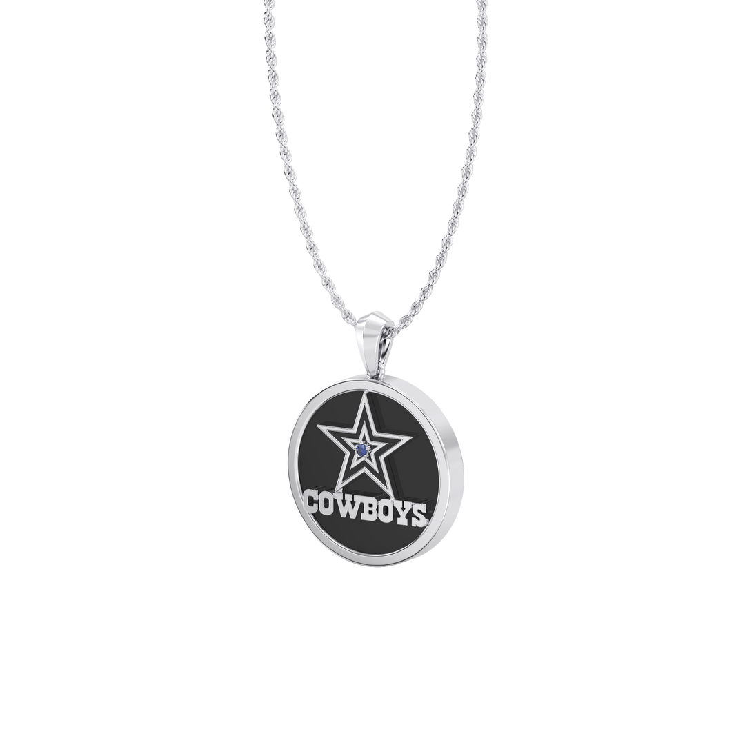 NFL DALLAS COWBOYS UNISEX SILVER AND BLACK ONYX PENDANT