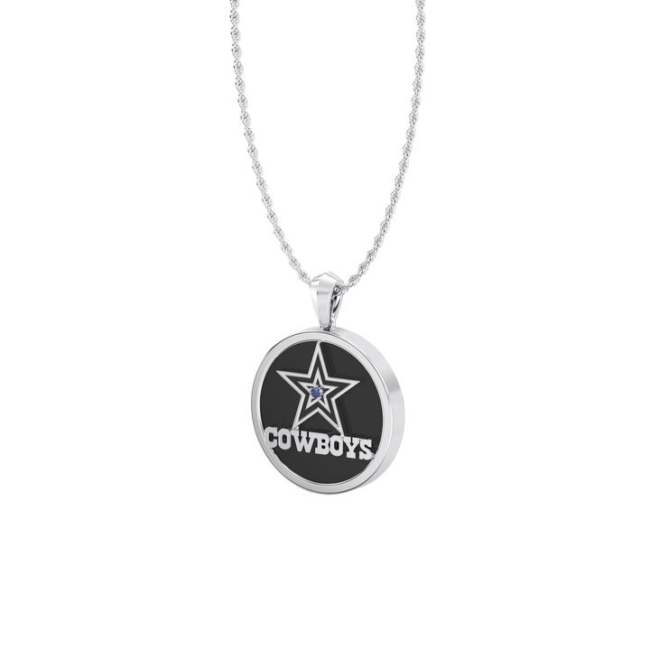 NFL DALLAS COWBOYS UNISEX SILVER AND BLACK ONYX PENDANT