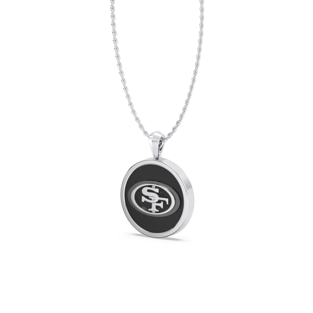 NFL SAN FRANCISCO 49ERS UNISEX SILVER AND BLACK ONYX PENDANT