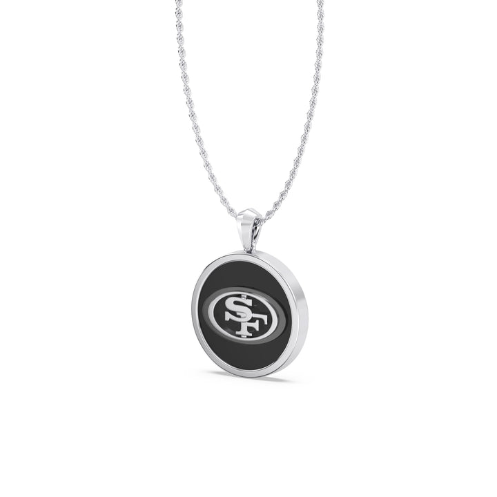 NFL SAN FRANCISCO 49ERS UNISEX SILVER AND BLACK ONYX PENDANT