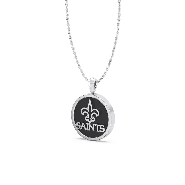 NFL NEW ORLEANS SAINTS UNISEX SILVER AND BLACK ONYX PENDANT