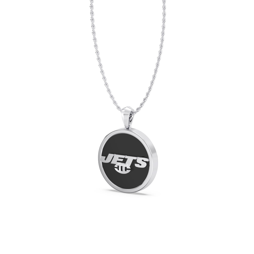 NFL NEW YORK JETS UNISEX SILVER AND BLACK ONYX PENDANT
