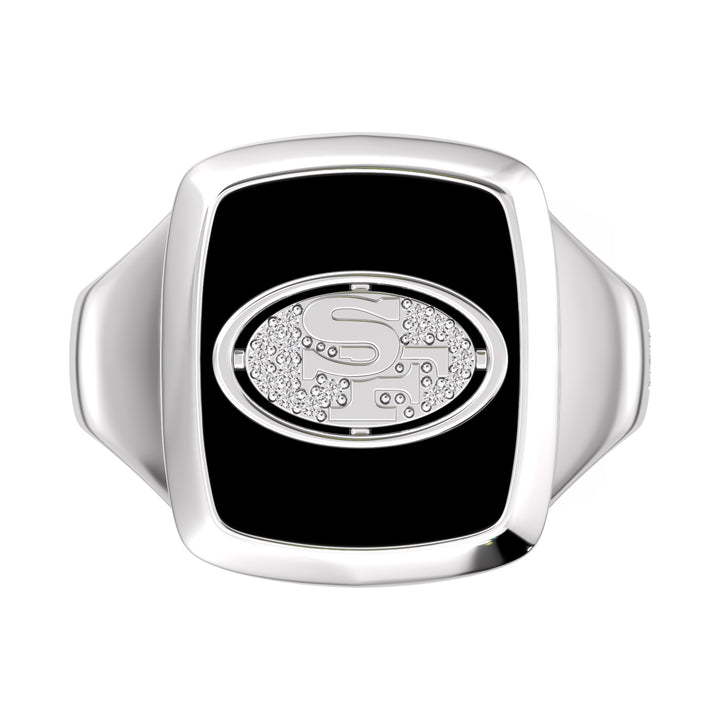 NFL SAN FRANCISCO 49ERS MEN'S ONYX RING
 with 1/20 CTTW Diamonds and Sterling Silver