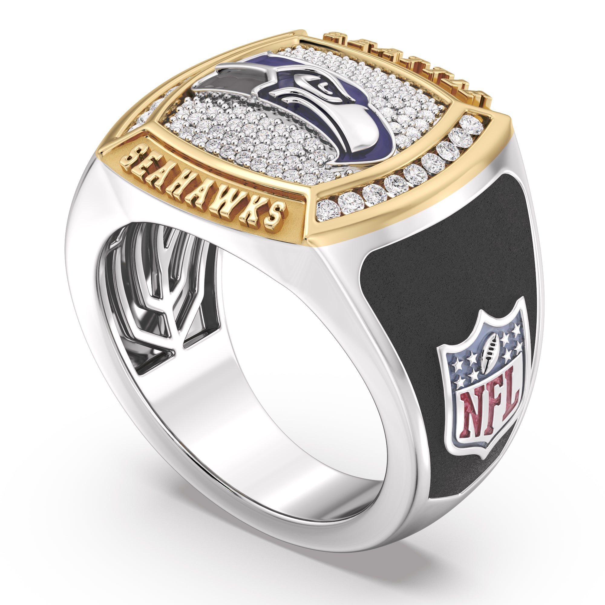 NFL SEATTLE SEAHAWKS MEN'S CUSTOM RING with 1/2 CTTW Diamonds, 10K