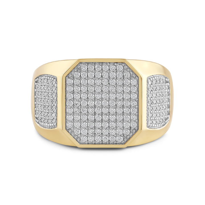 EMERALD SHAPED PAVE MEN'S DRIPZ RING
with Cubic Zirconia Stones and 14K Yellow Gold over Sterling Silver