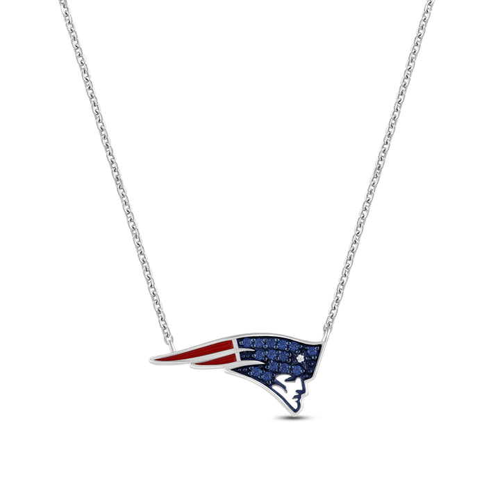 NFL NEW ENGLAND PATRIOTS WOMEN'S TEAM PENDANT with Blue Cubic Zirconia, Sterling Silver