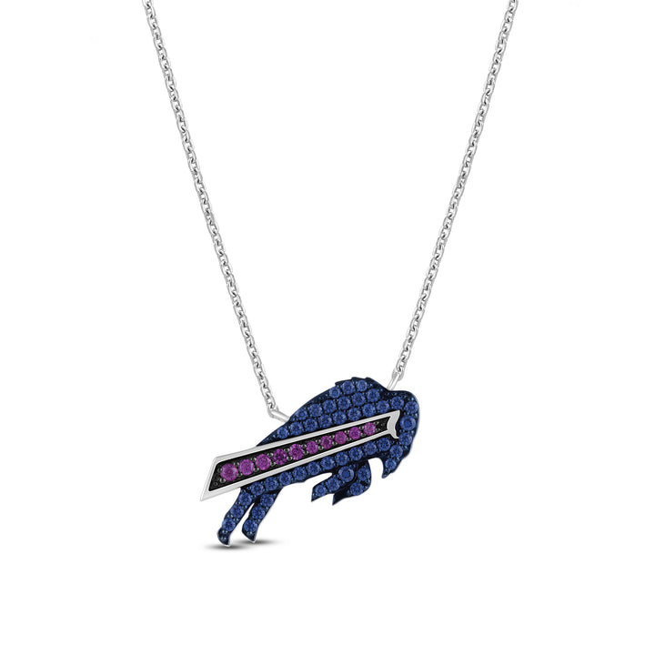 NFL BUFFALO BILLS WOMEN'S TEAM PENDANT with Blue Cubic Zirconia, Sterling Silver