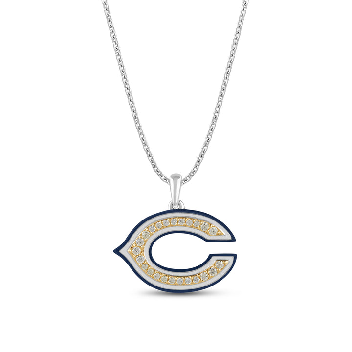 NFL CHICAGO BEARS WOMEN'S TEAM PENDANT with Yellow Cubic Zirconia, 14K Yellow Gold Over Sterling Silver