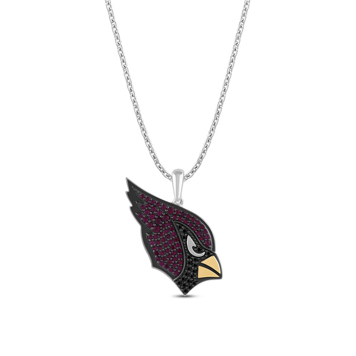 NFL ARIZONA CARDINALS WOMEN'S TEAM PENDANT with Black Cubic Zirconia and Lab Created Ruby, 14K Yellow Gold Over Sterling Silver