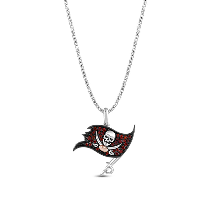 NFL TAMPA BAY BUCCANEERS WOMEN'S TEAM PENDANT with Red Cubic Zirconia, 14K Rose Gold Over Sterling Silver