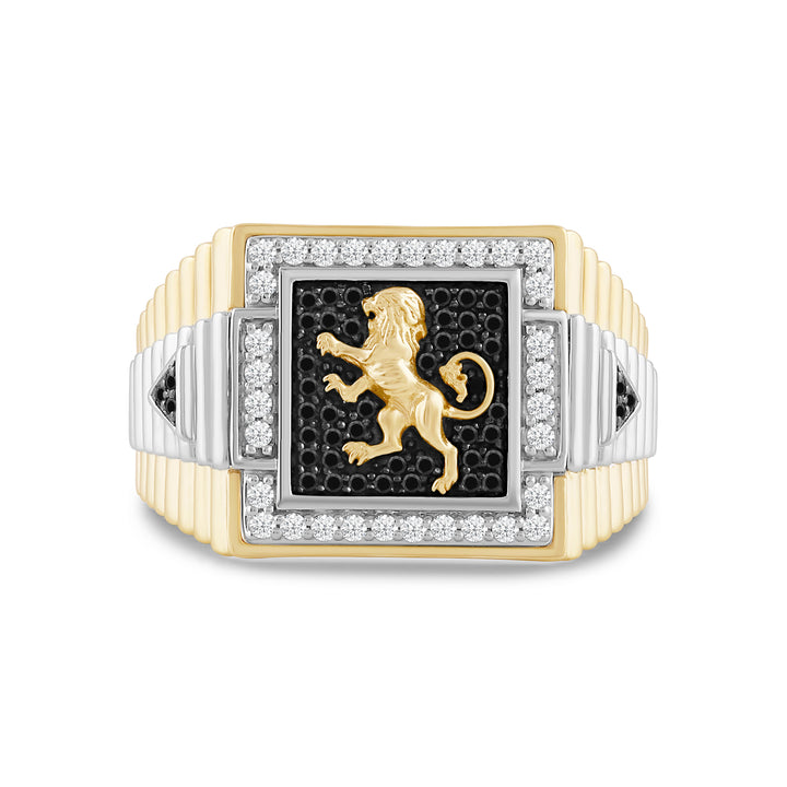 LION IN ACTION MEN'S DRIPZ RING
with Cubic Zirconia Stones and 14K Yellow Gold over Sterling Silver