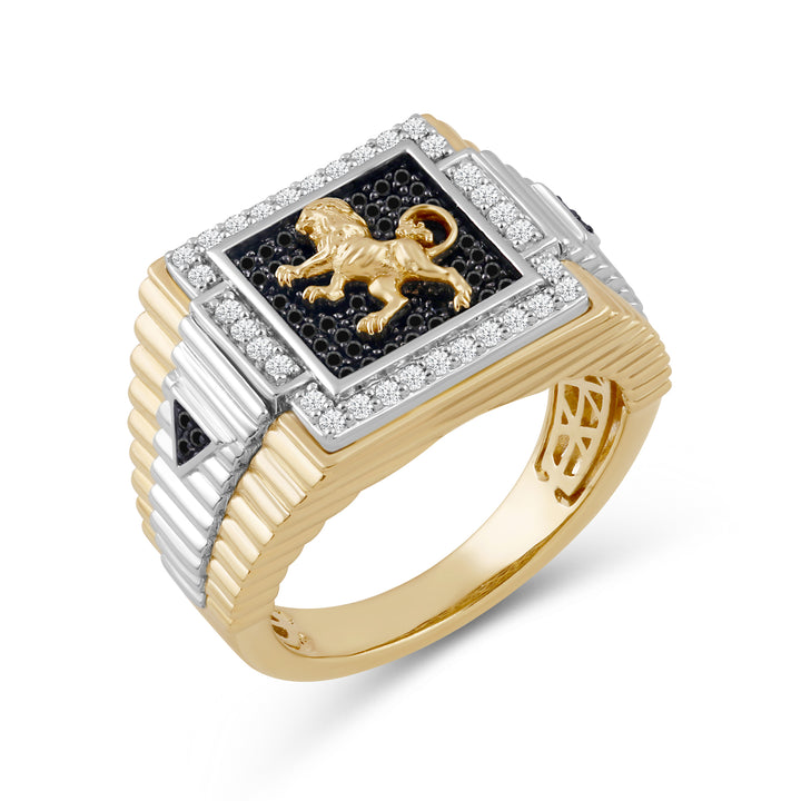 LION IN ACTION MEN'S DRIPZ RING
with Cubic Zirconia Stones and 14K Yellow Gold over Sterling Silver