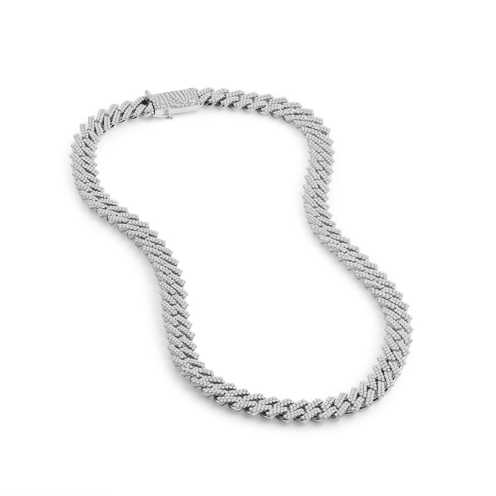 13MM CUBAN MEN'S DRIPZ NECKLACE with Cubic Zirconia Stones and Sterling Silver