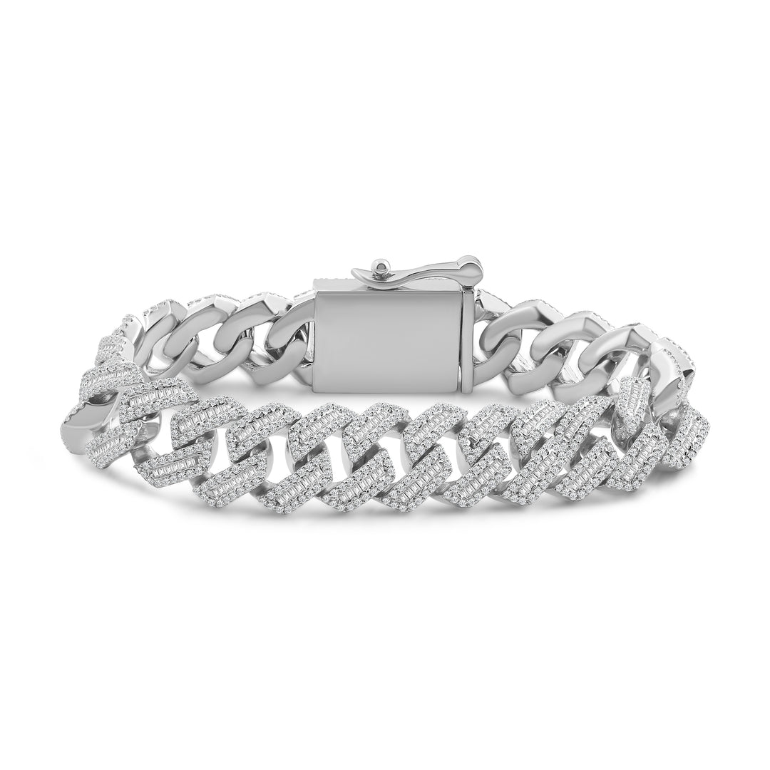 15MM CUBAN MEN'S DRIPZ BRACELET with Cubic Zirconia Stones and Sterling Silver