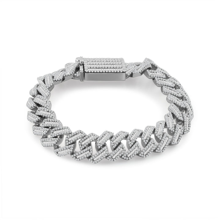 15MM CUBAN MEN'S DRIPZ BRACELET with Cubic Zirconia Stones and Sterling Silver