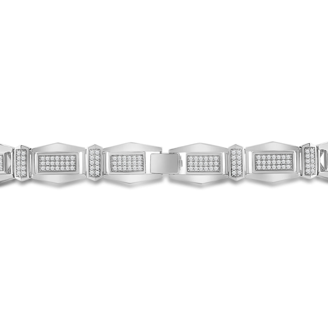 HEXAGON LINK UNISEX DRIPZ BRACELET with Cubic Zirconia Stones and Sterling Silver