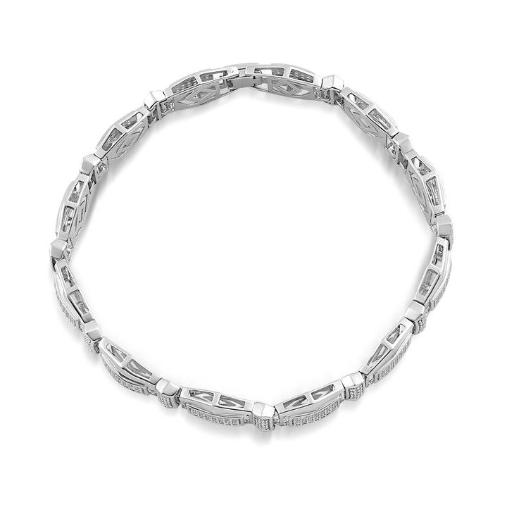 HEXAGON LINK UNISEX DRIPZ BRACELET with Cubic Zirconia Stones and Sterling Silver