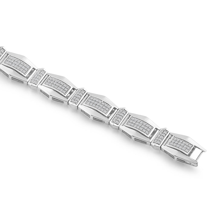 HEXAGON LINK UNISEX DRIPZ BRACELET with Cubic Zirconia Stones and Sterling Silver