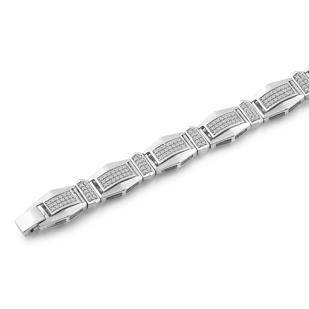 HEXAGON LINK UNISEX DRIPZ BRACELET with Cubic Zirconia Stones and Sterling Silver