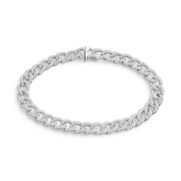 7MM CUBAN AND LINK MEN'S DRIPZ DOUBLE BRACELET with Cubic Zirconia Stones, Sterling Silver