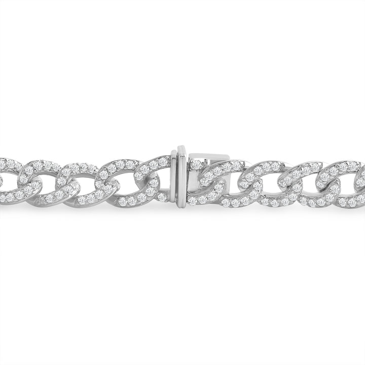 7MM CUBAN AND LINK MEN'S DRIPZ DOUBLE BRACELET with Cubic Zirconia Stones, Sterling Silver