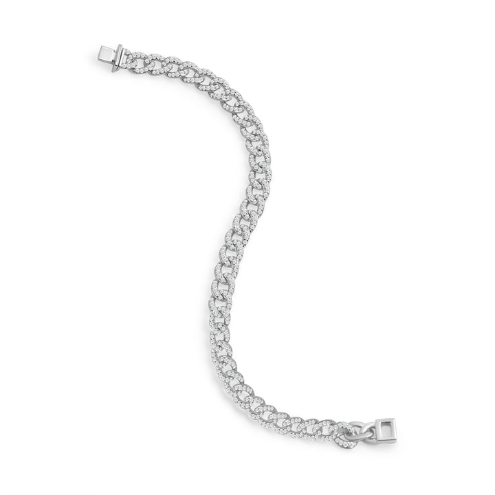 7MM CUBAN AND LINK MEN'S DRIPZ DOUBLE BRACELET with Cubic Zirconia Stones, Sterling Silver