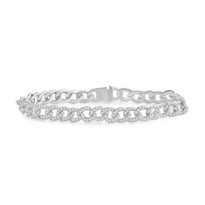 7MM CUBAN AND LINK MEN'S DRIPZ DOUBLE BRACELET with Cubic Zirconia Stones, Sterling Silver