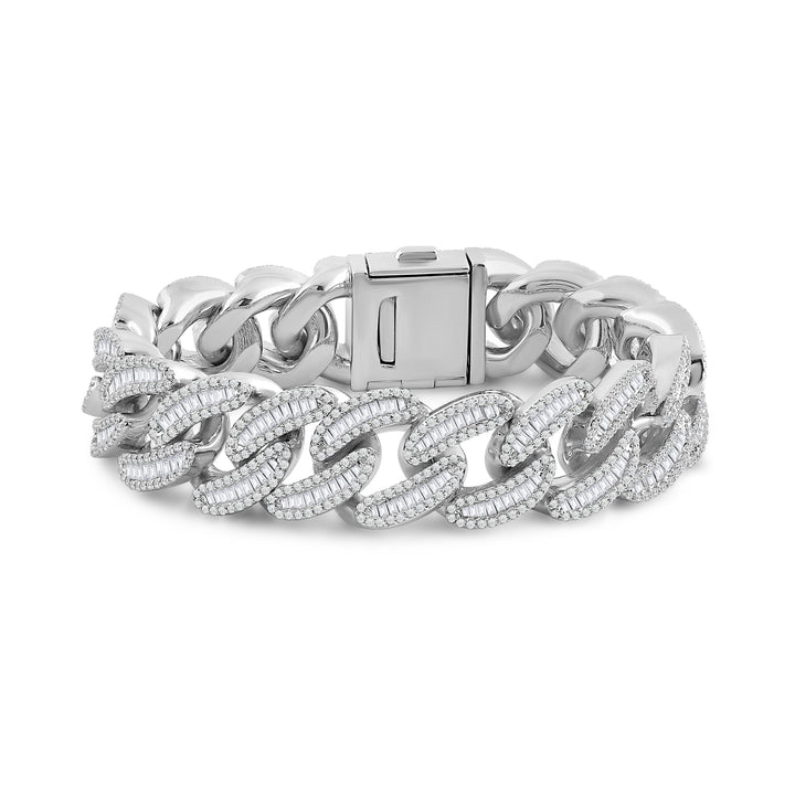 20MM CUBAN MEN'S DRIPZ BAGUETTE BRACELET with Cubic Zirconia Stones and Sterling Silver