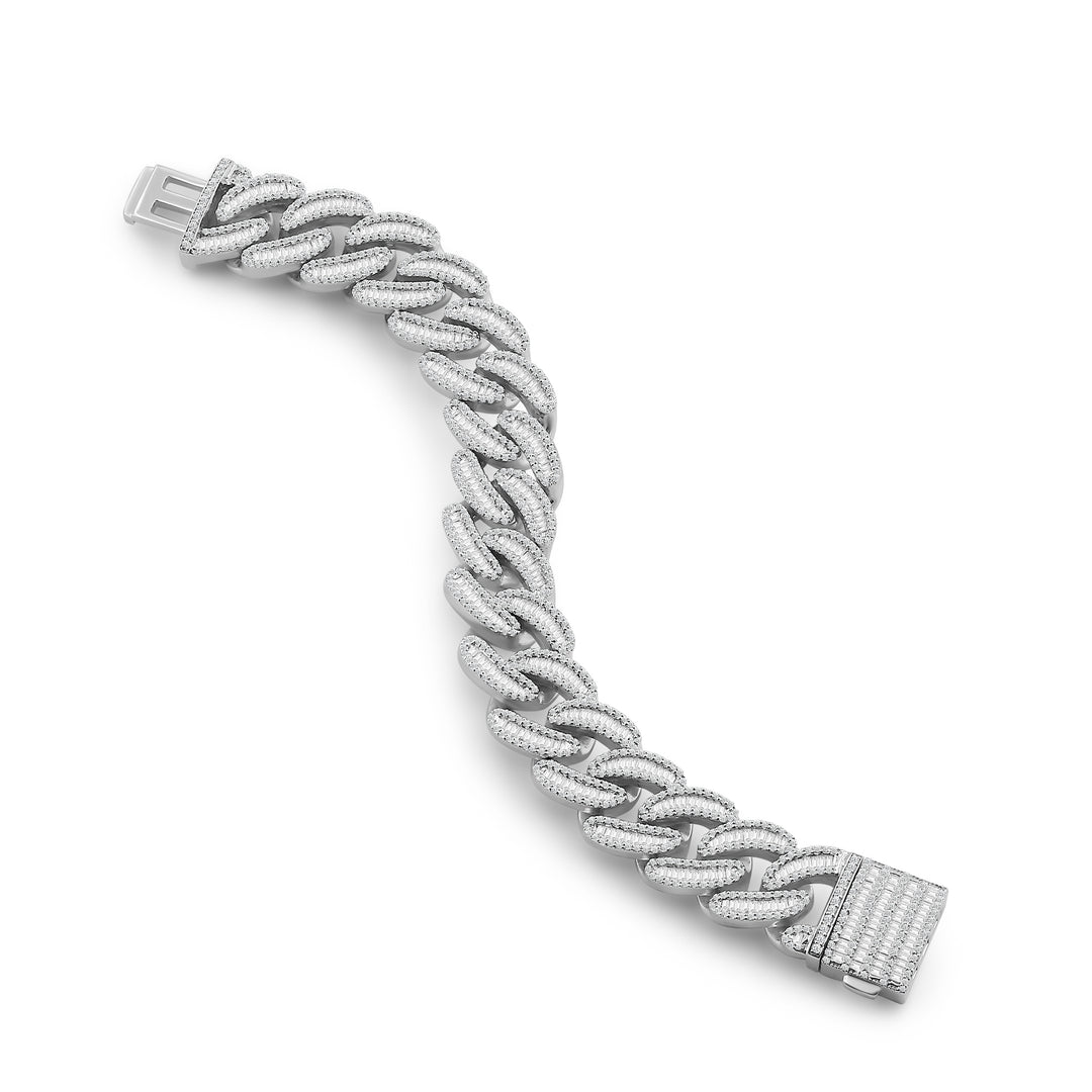 20MM CUBAN MEN'S DRIPZ BAGUETTE BRACELET with Cubic Zirconia Stones and Sterling Silver