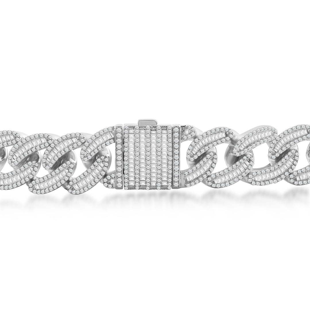 20MM CUBAN MEN'S DRIPZ BAGUETTE BRACELET with Cubic Zirconia Stones and Sterling Silver