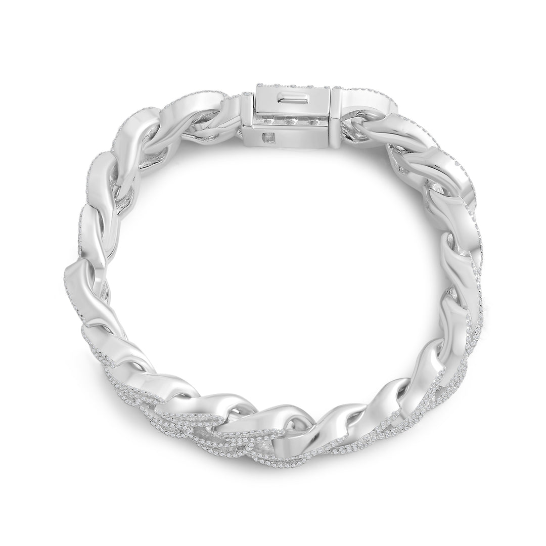 16MM CUBAN MEN'S DRIPZ BRACELET with Cubic Zirconia Stones and Sterling Silver