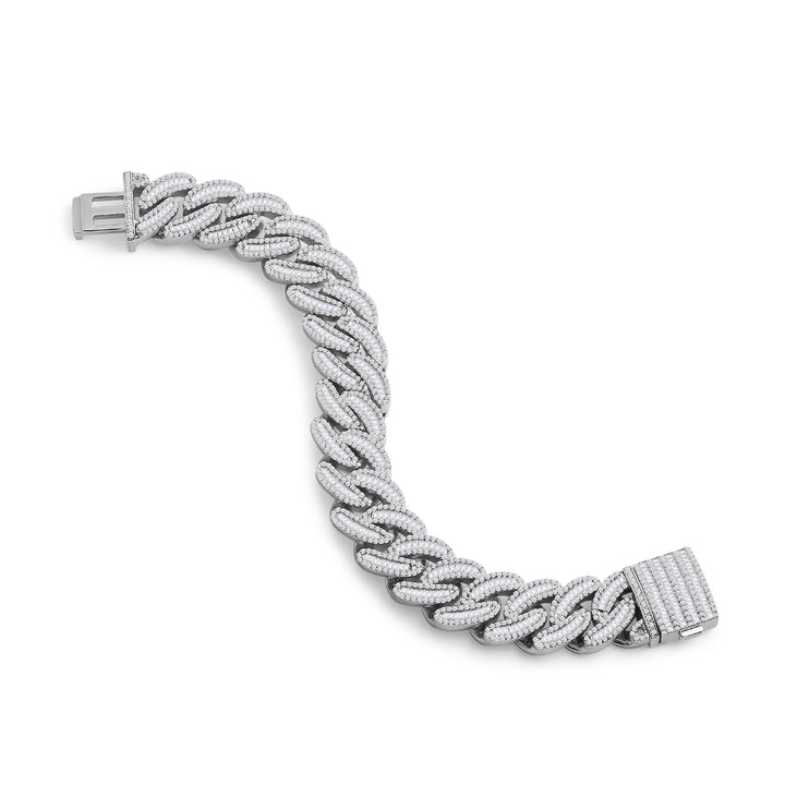 16MM CUBAN MEN'S DRIPZ BRACELET with Cubic Zirconia Stones and Sterling Silver