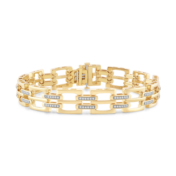 OPEN LINK MEN'S DRIPZ BRACELET
with Cubic Zirconia Stones 14K Yellow Gold over Sterling Silver