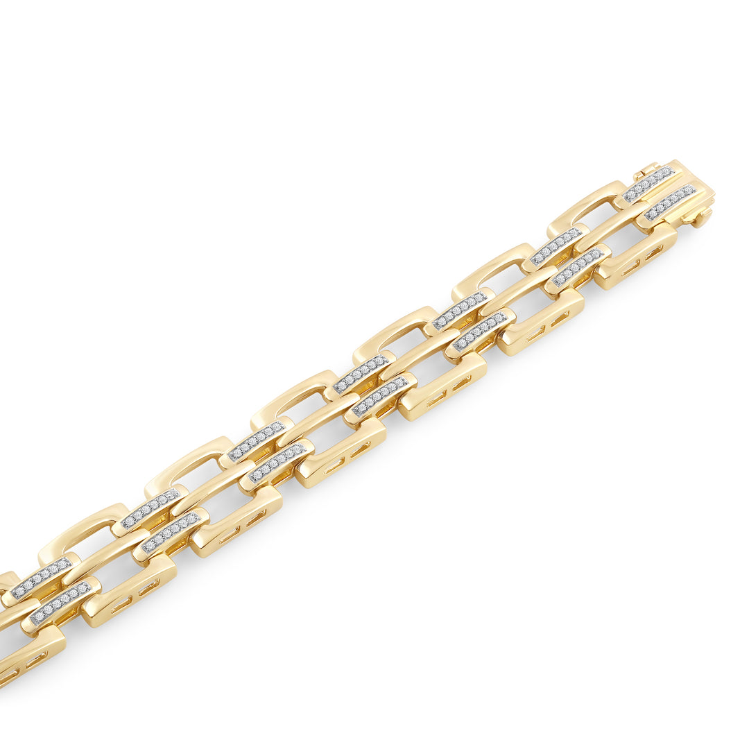 OPEN LINK MEN'S DRIPZ BRACELET
with Cubic Zirconia Stones 14K Yellow Gold over Sterling Silver