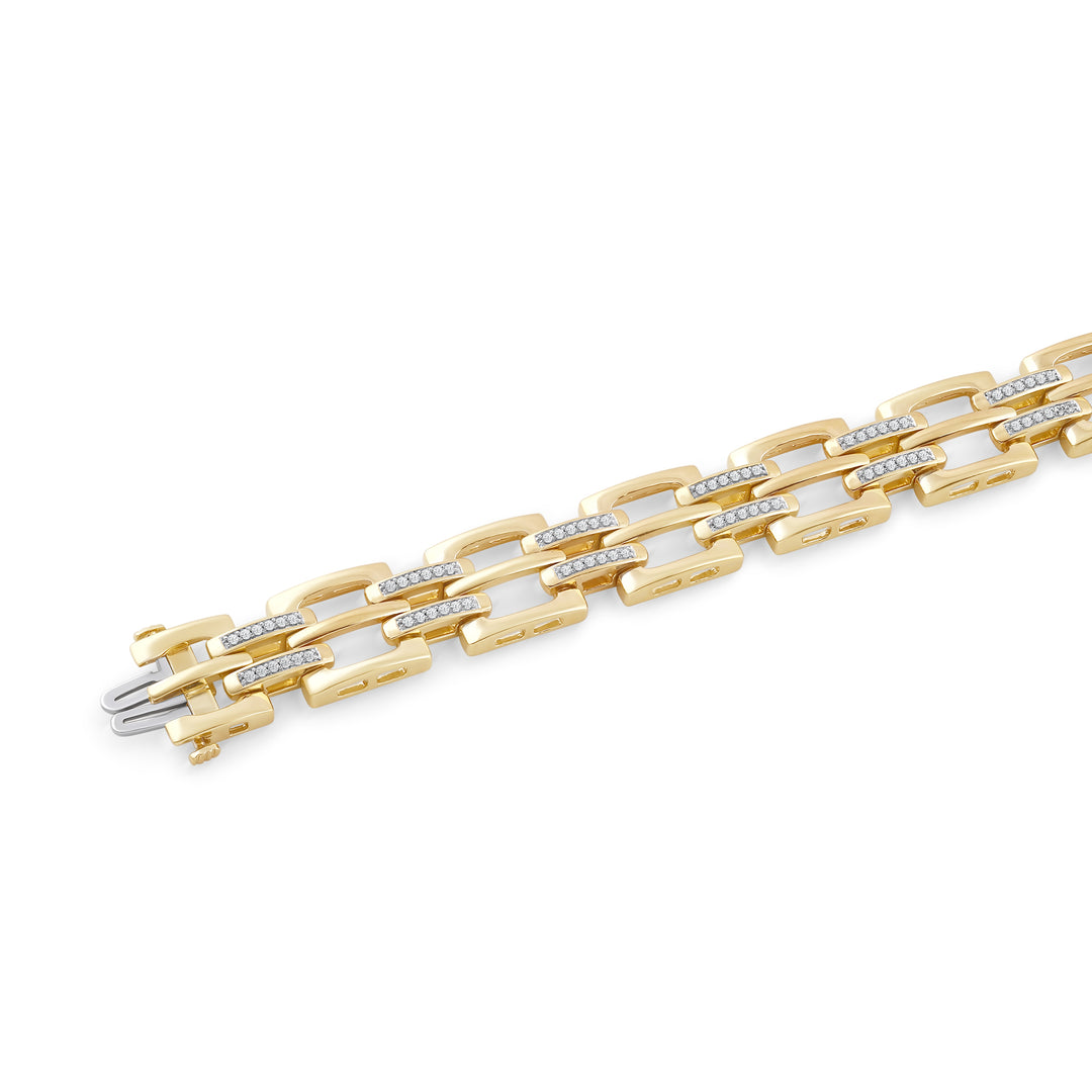 OPEN LINK MEN'S DRIPZ BRACELET
with Cubic Zirconia Stones 14K Yellow Gold over Sterling Silver