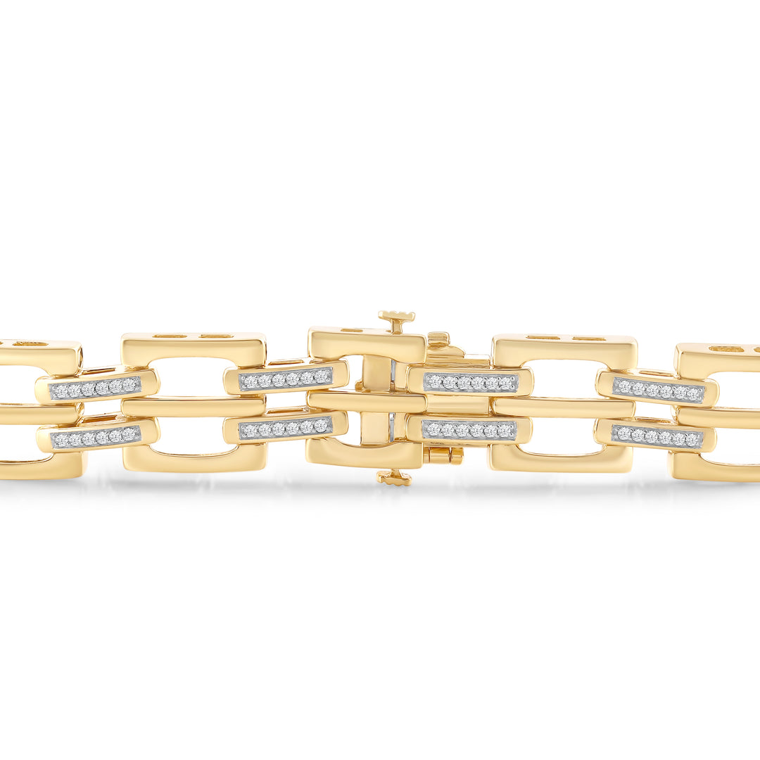 OPEN LINK MEN'S DRIPZ BRACELET
with Cubic Zirconia Stones 14K Yellow Gold over Sterling Silver