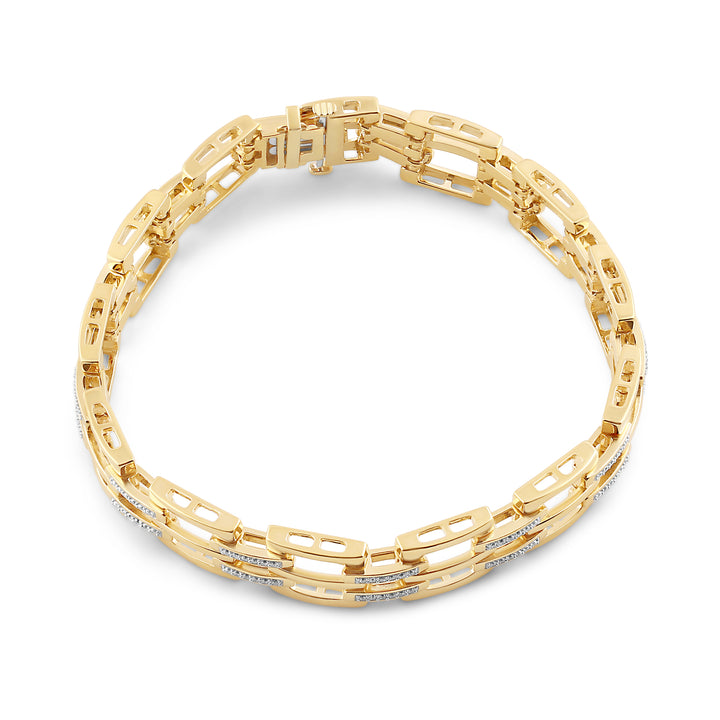 OPEN LINK MEN'S DRIPZ BRACELET
with Cubic Zirconia Stones 14K Yellow Gold over Sterling Silver