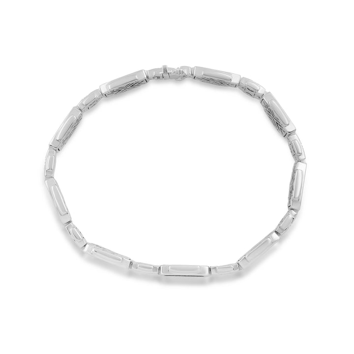 RECTANGULAR ONYX AND LINK MEN'S DRIPZ BRACELET with Cubic Zirconia Stones and Sterling Silver