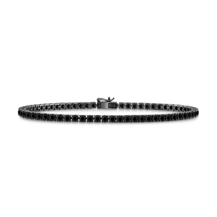 BIG BLACK ETERNITY UNISEX DRIPZ TENNIS BRACELET with Black Cubic Zirconia Stones and Black Rhodium on Sterling Silver