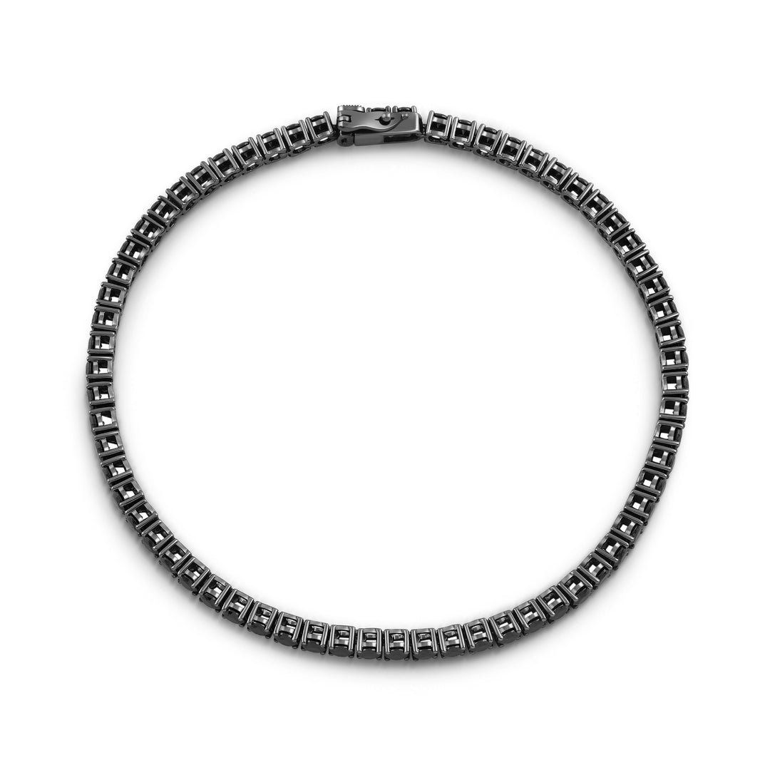 BIG BLACK ETERNITY UNISEX DRIPZ TENNIS BRACELET with Black Cubic Zirconia Stones and Black Rhodium on Sterling Silver